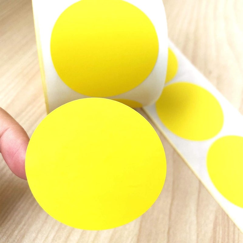 Top label 500Pcs Yellow Color Coding Dot Sticker Labels for Christmas Holiday New Year Moving Storage Organizing,2 Inch Target Repair Stickers Write On Surface,Roll - Image 4